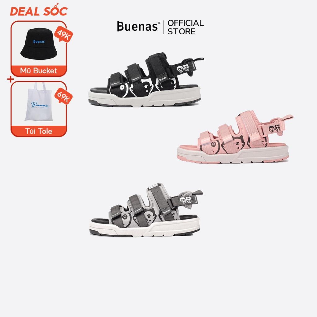Giày sandal nam nữ unisex đi học quai ngang Buenas Sport SD6868 đế cao 3 phân