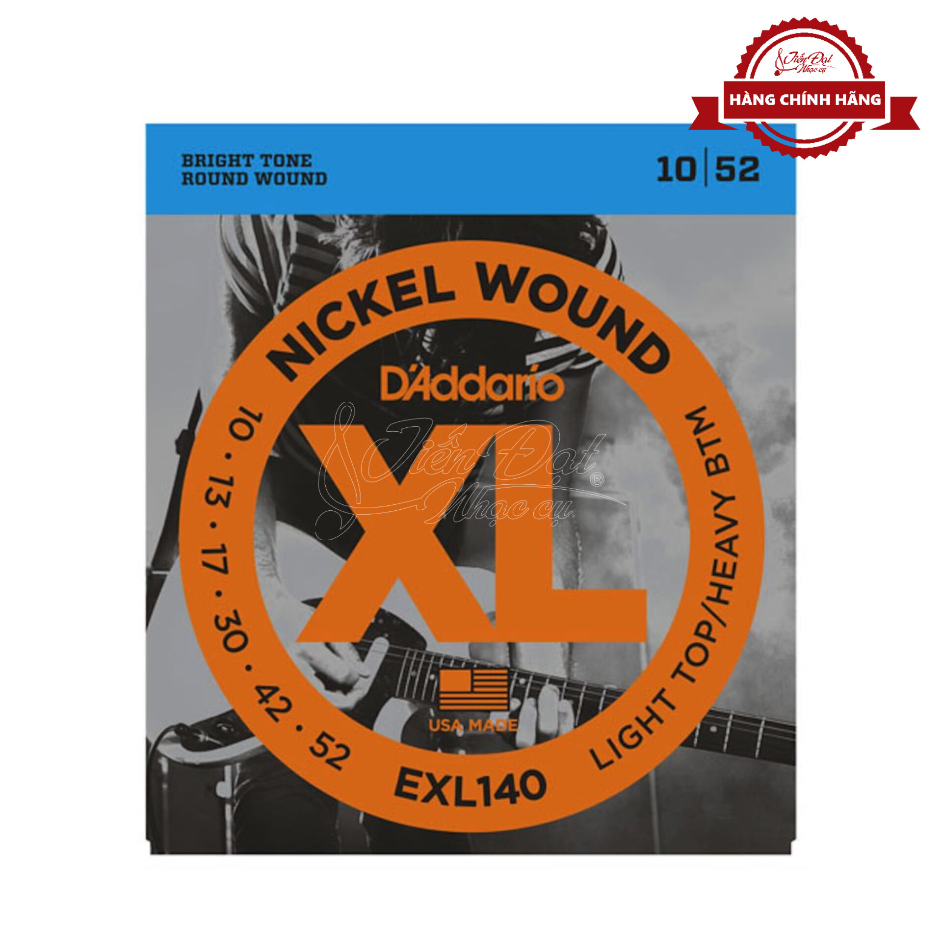 Bộ Dây Đàn Điện/ Electric Guitar D'Addario EXL140 Nickel Wound Light Top/Heavy Bottom, 10-52