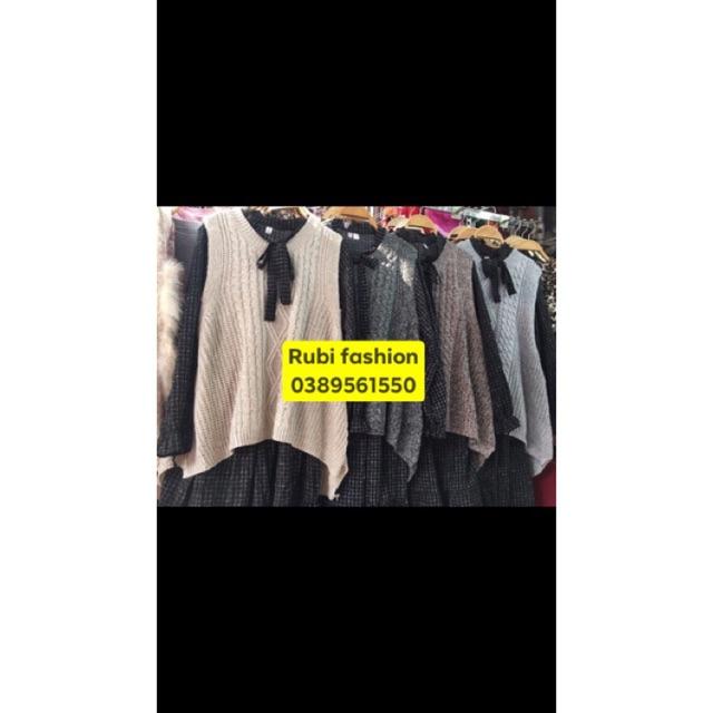 SÉT VÁY KẺ PHỐI GILE LEN SIÊU ĐẸP HÀNG QUẢNG CHÂU