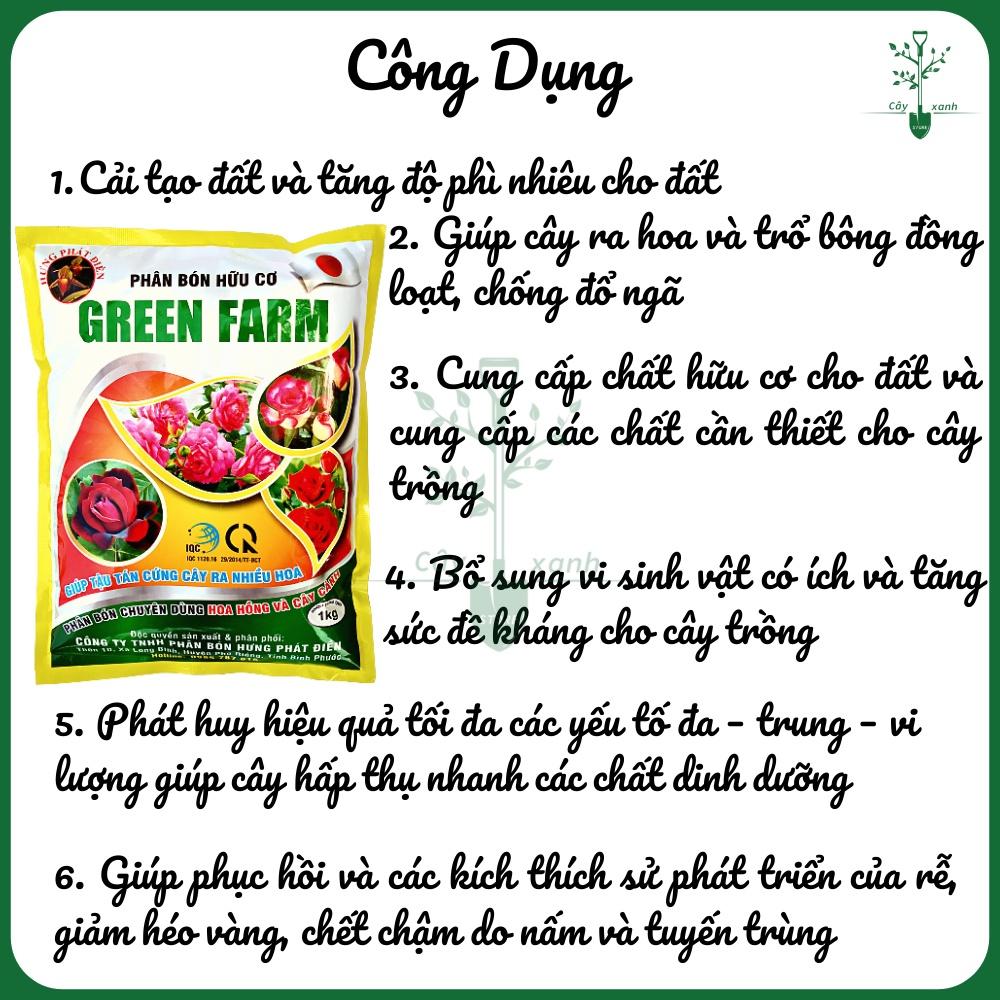 Phân Bón Hữu Cơ Hoa Hồng Phân Bón Hoa Hồng, Cây Cảnh GREEN FARM Gói 1kg