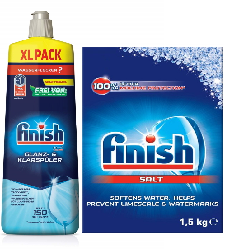 Combo Muối rửa bát finish 1.5kg + Nước làm bóng finish 800ml dùng cho Máy rửa bát chén