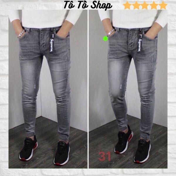 Quần Jean Nam Phối Rách ️️ Quần Bò Nam Thời Trang Cao Cấp Chuẩn Hàng Shop Tô Tồ Shop - QJNTT-mã 31