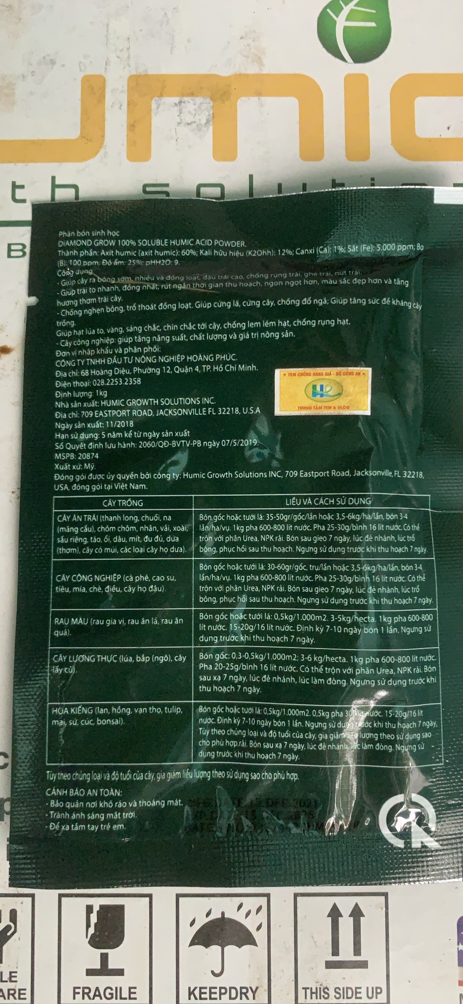 Phân bón kích rễ Humic Hoàng Phúc nhập Mỹ