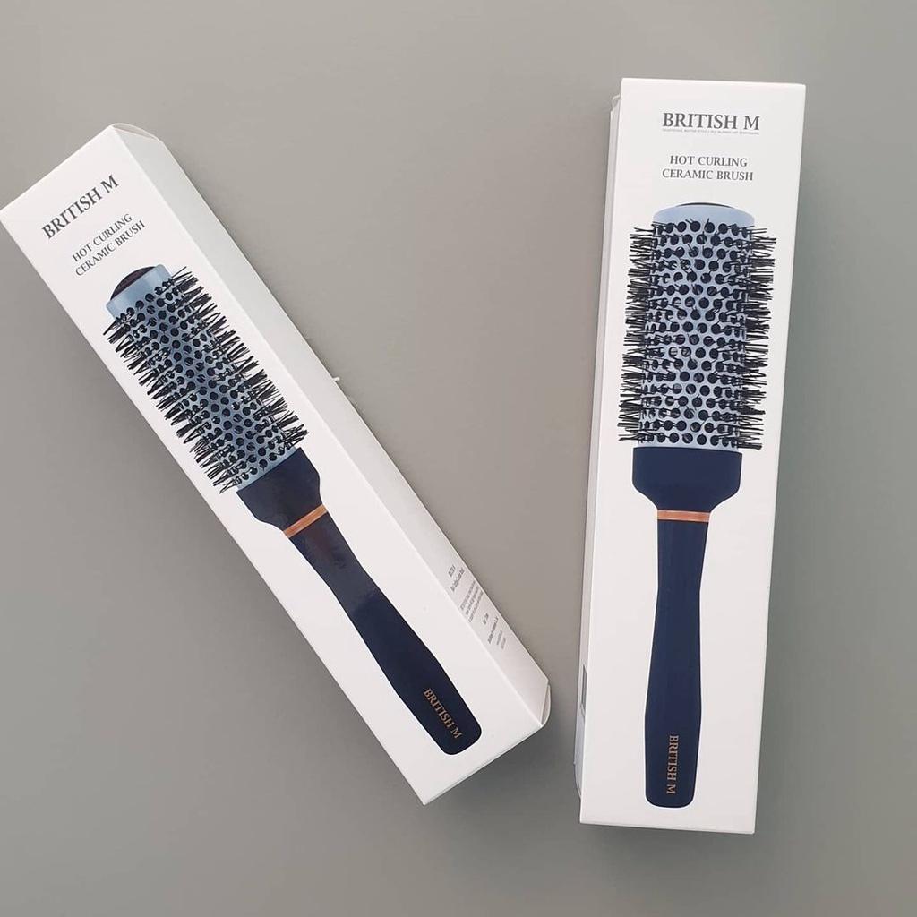 Lược tròn tạo phồng, sấy tạo kiểu cao cấp Hàn Quốc cho nam nữ BRITISH M Hot Curling Ceramic Brush