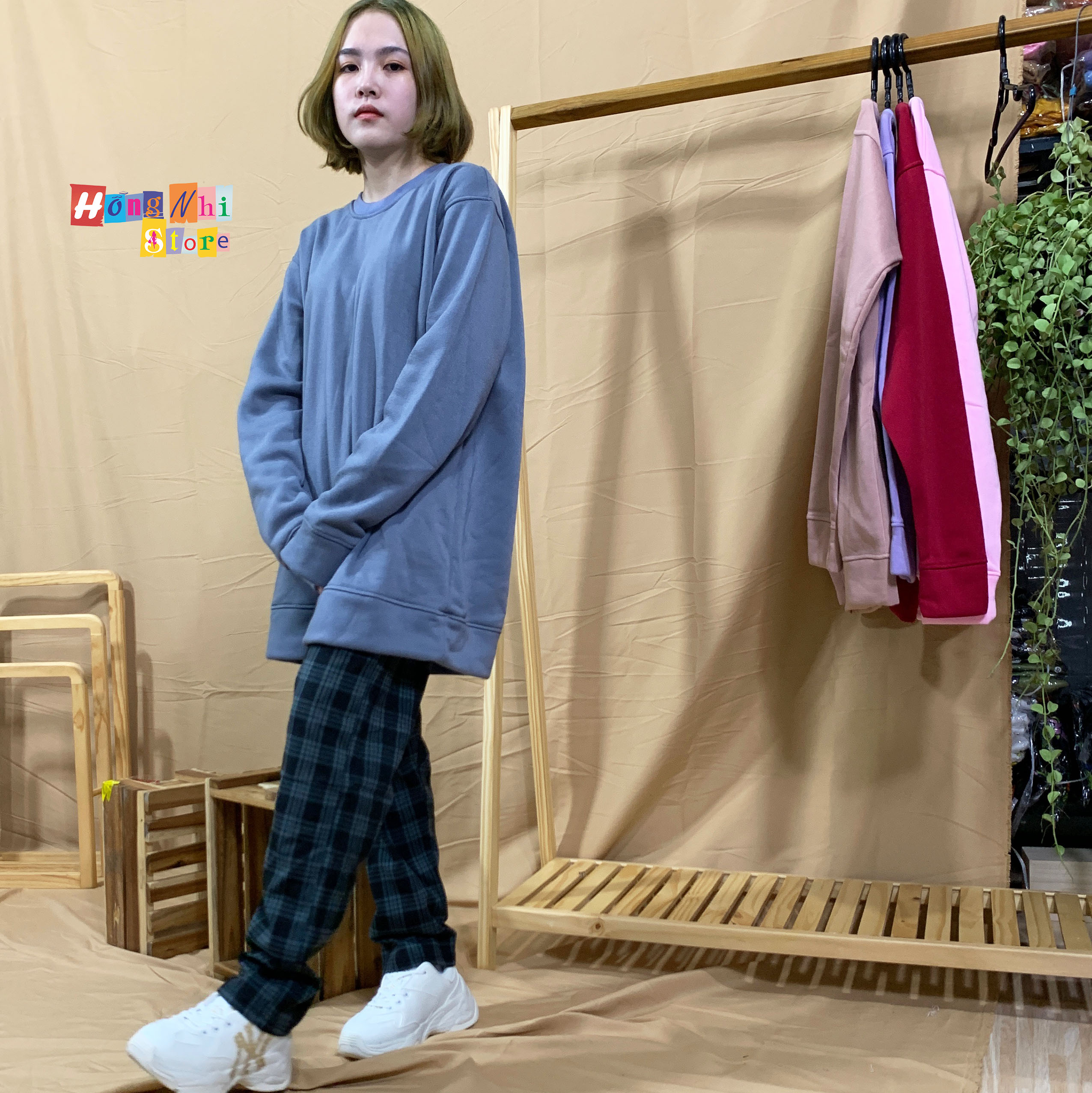 Áo Sweater Trơn Chất Nỉ Lót Bông Màu Xám Đậm - Sweater Unisex - MM