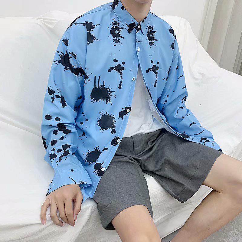 Áo Sơ Mi Tay Dài Họa Tiết In Thời Trang Phong Cách Cho Nam