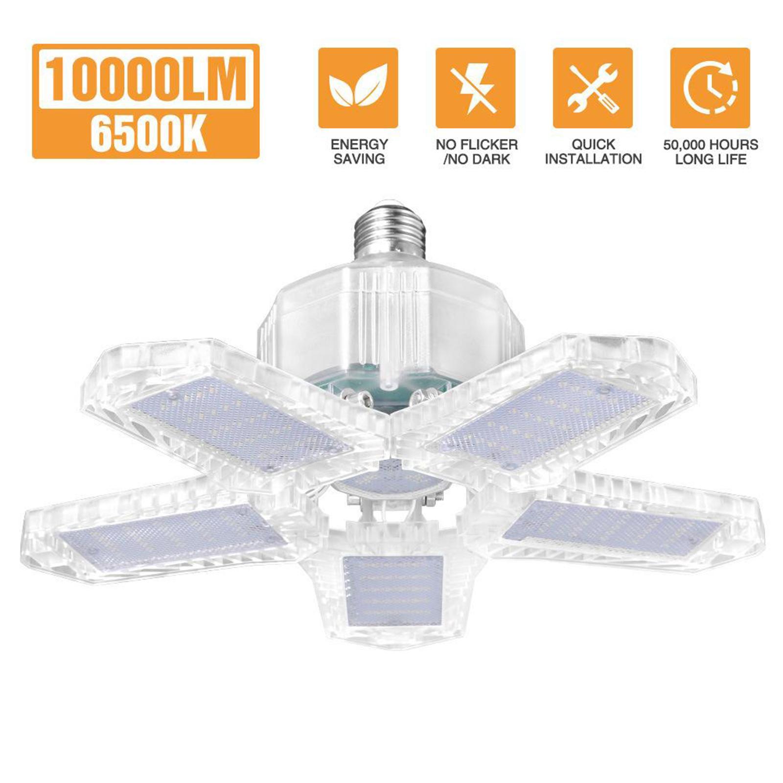 2X LED Garage Light Folding Bulb Super Bright E27 80W/100W 10000LM 100W Clear