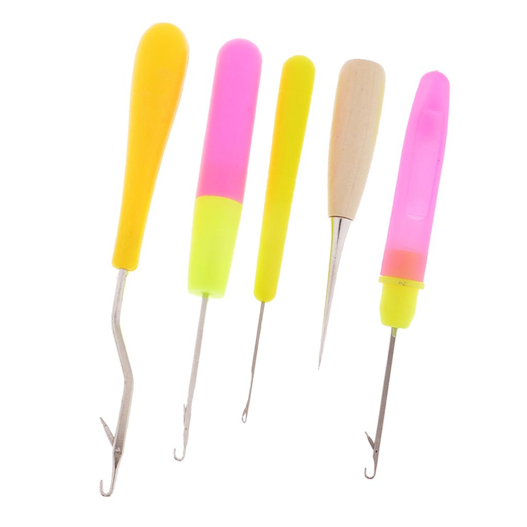5pcs Crochet Latch Hook Lock Needles Awl Set Dreadlock Tools Carpet Making
