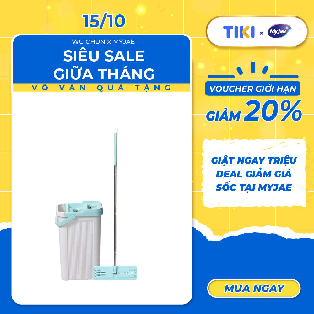 Bộ Lau Nhà MyJae Đài Loan Sợi Fiber Xoay 360 Độ Thông Minh 125cm