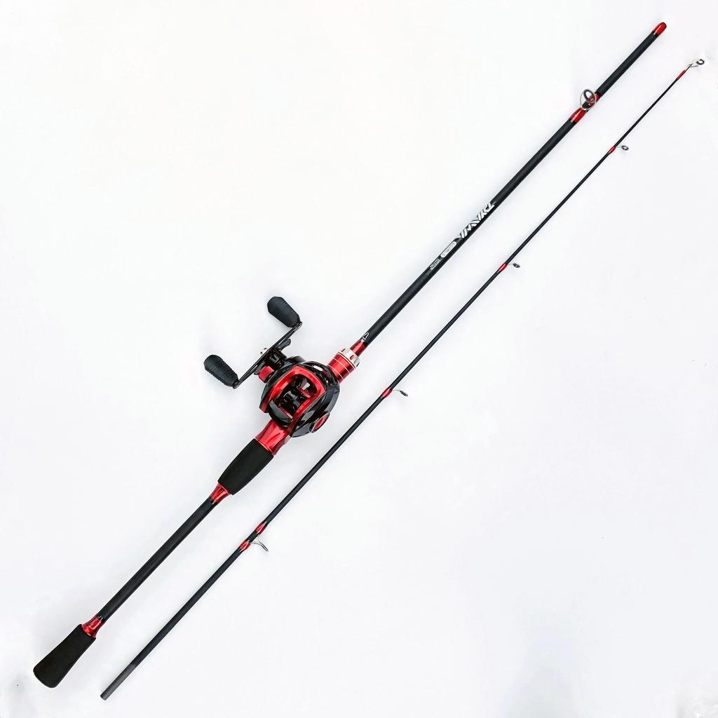 Bộ cần câu lure máy ngang tặng kèm dây câu và hộp mồi giá rẻ MÀU ĐỎ