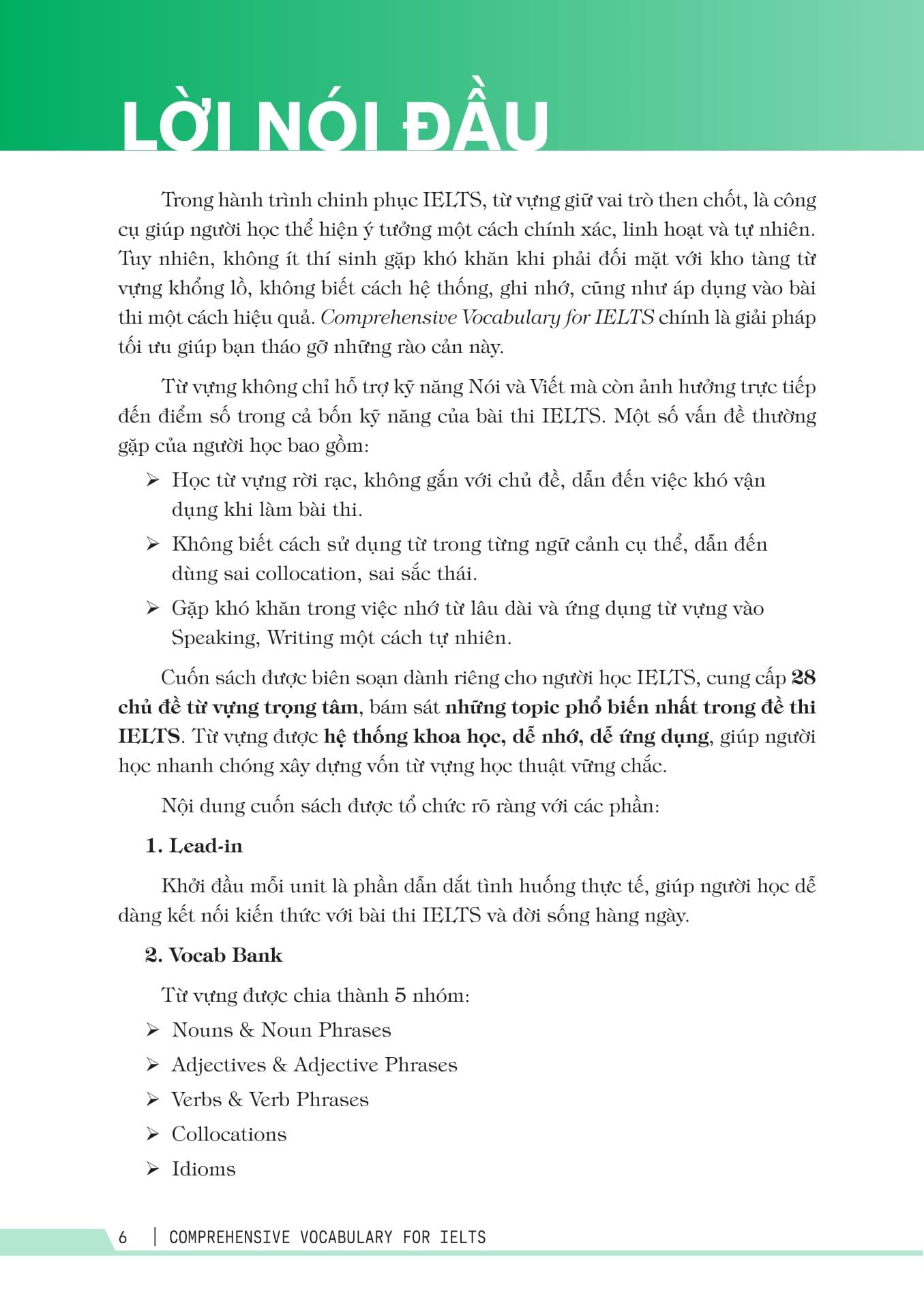 Sách - Comprehensive Vocabulary For IELTS - Từ Vựng Toàn Diện Luyện Thi IELTS