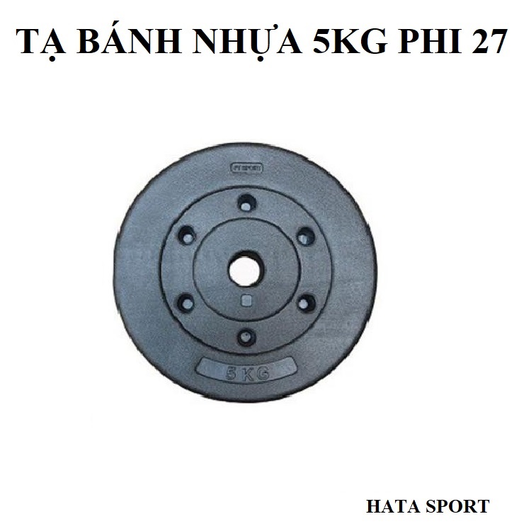 Tạ bánh nhựa đen 5kg bên ngoài nhựa đen dẻo cao cấp bên trong bọc xi măng