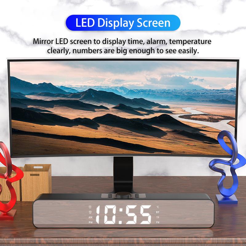 TV LED Sound Bar Đồng hồ báo thức AUX USB Loa Bluetooth không dây có dây Rạp hát tại nhà SoundBar cho PC TV Loa máy tính Color: G12 White Upgrade