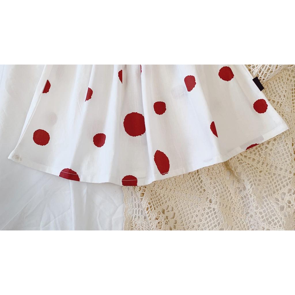 Váy kiểu sát nách họa tiết chấm bi sz 13-20kg hàng Quảng Châu cao cấp cho bé