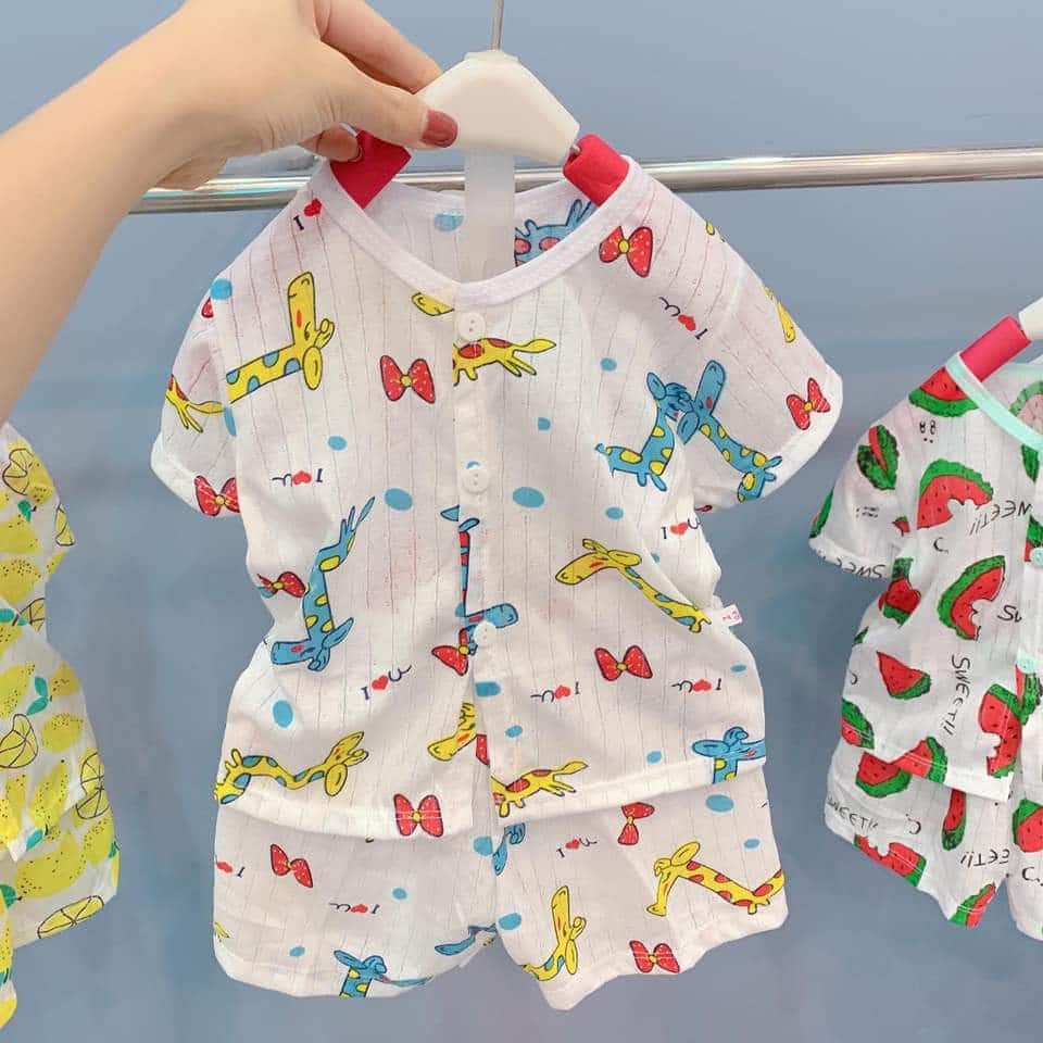Combo 5 Áo Cotton Giấy Cúc Cài Giữa Cho Bé