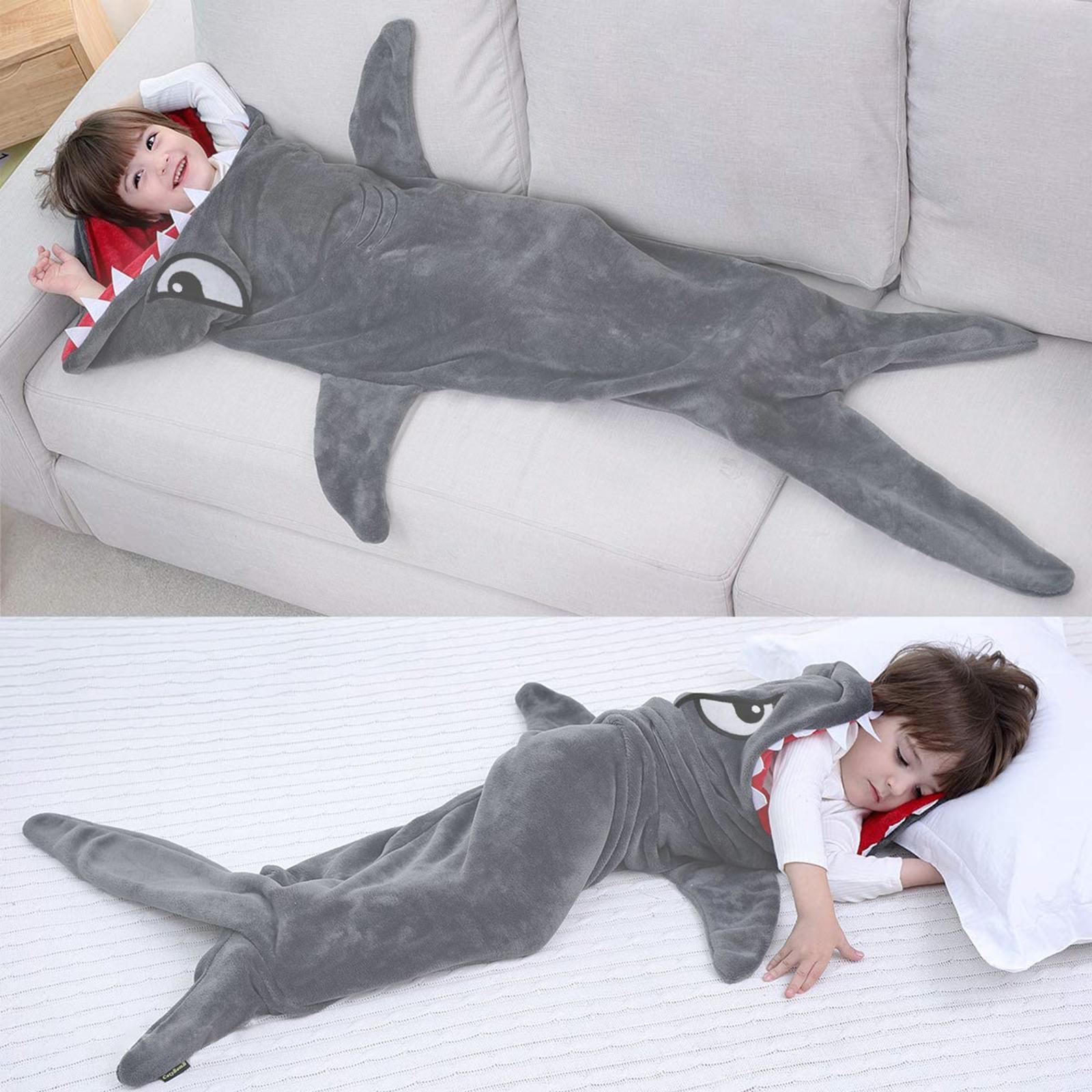 Wearable Shark Blanket for Kids Pajamas Sleepwear Shark Sleeping Bag Blanket