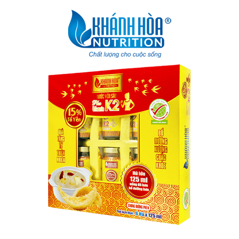 Nước Yến Sào 15% Bổ Sung Vitamin K2 Khánh Hòa Nutrition (Hộp 6 lọ x 125ml )