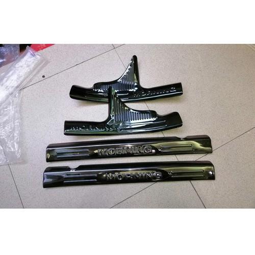 Bộ 8 ốp bậc trong ngoài xe Kia morning 2012-2019 mẫu titan