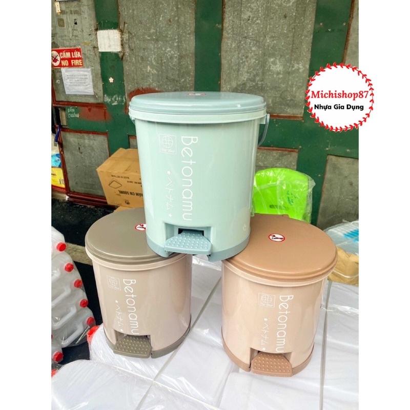 Thùng Rác Nhựa Tròn Đạp Chân 5L - 10L Nhựa Việt Nhật Kiểu Dáng Mới, Thùng Rác Nắp Bật Đạp Chân Thông Minh