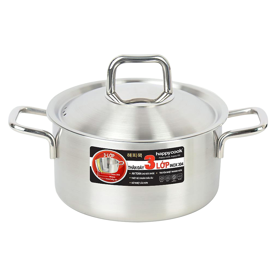 Nồi Inox 3 Lớp Cao Cấp Happycook Alvar 20cm N20-ALV