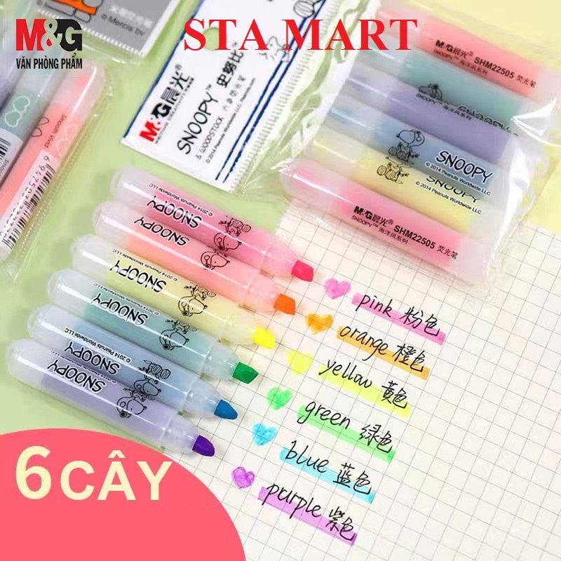 (Vỉ 6 màu) Bút Highlight / Bút nhớ dòng M&amp;G Snoopy SHM22505