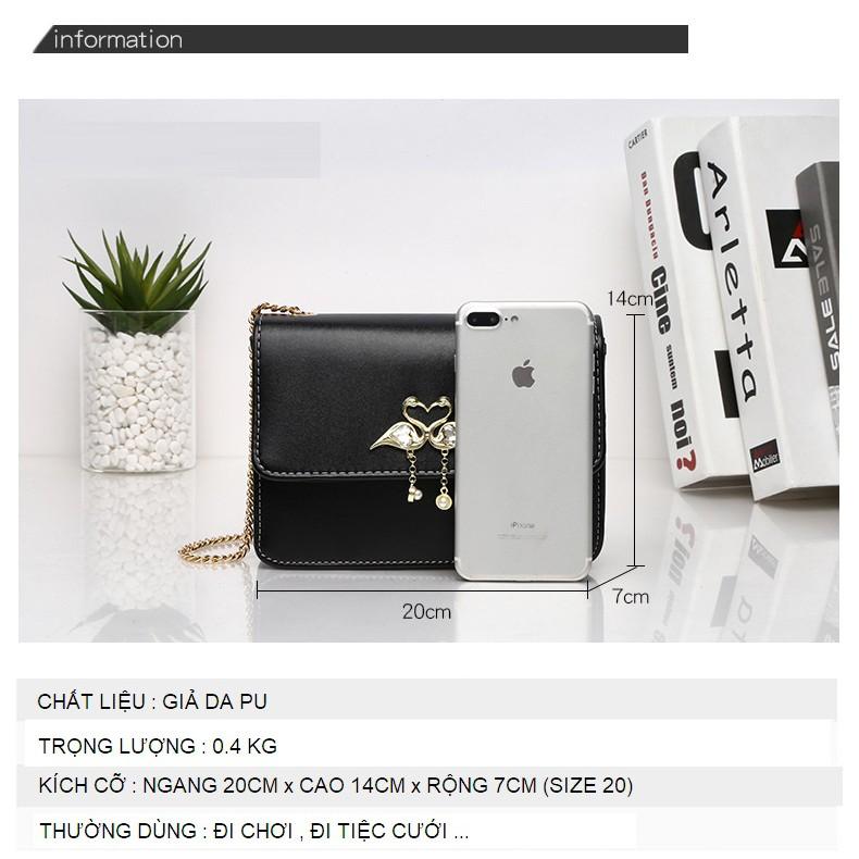 Túi Đeo Chéo 2 Con Hạc - Đen