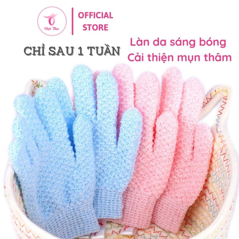 1 ĐÔI Găng tay tắm tẩy tế bào chết SIÊU DÀY Việt Thư  chuyên trị mụn, làm sạch da hiệu quả khi tắm - Hàng Chính Hãng