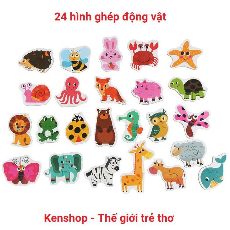 Bộ ghép hình Puzzle 2 mảnh hộp giấy 3 chủ đề vô cùng đáng yêu cho bé KB216050