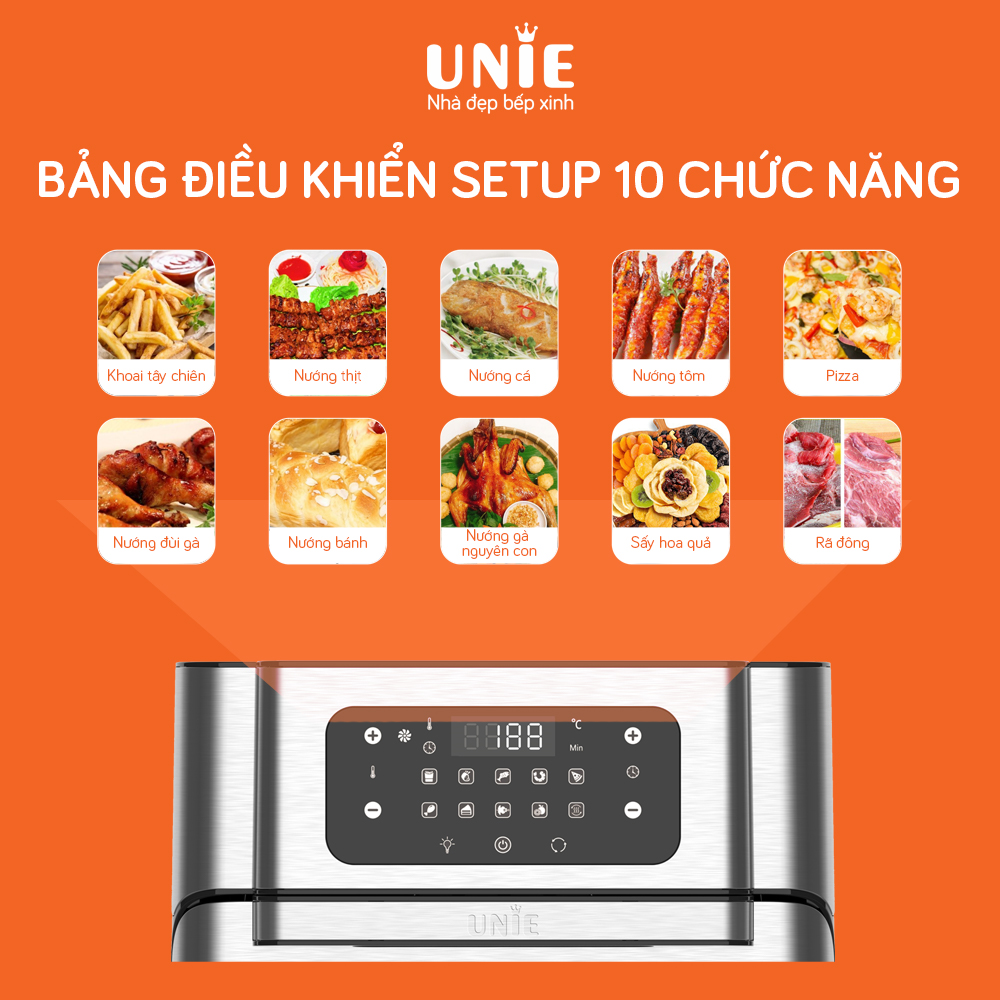 Nồi chiên không dầu UNIE UE-1000 dung tích 10L công suất 1800W - Hàng chính hãng