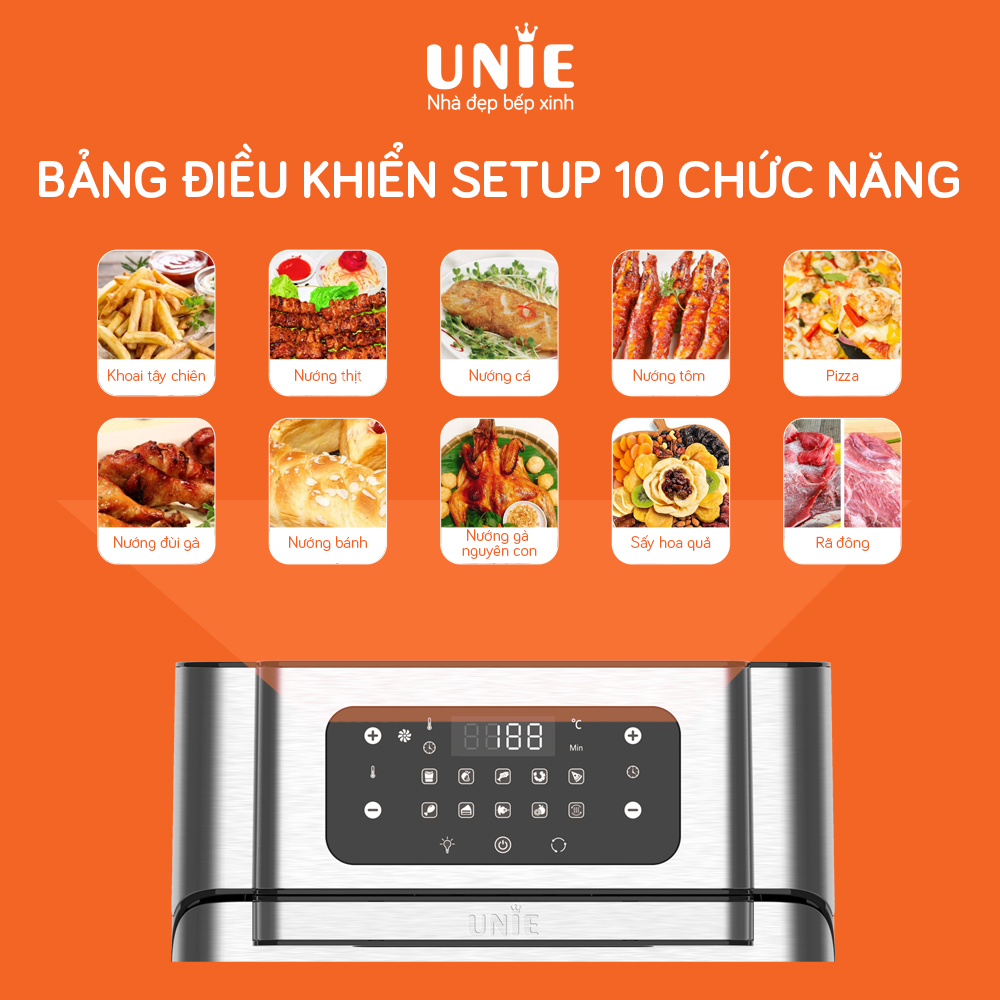 Nồi chiên không dầu  UNIE UE-1000 dung tích 10L công suất 1800W - Hàng chính hãng