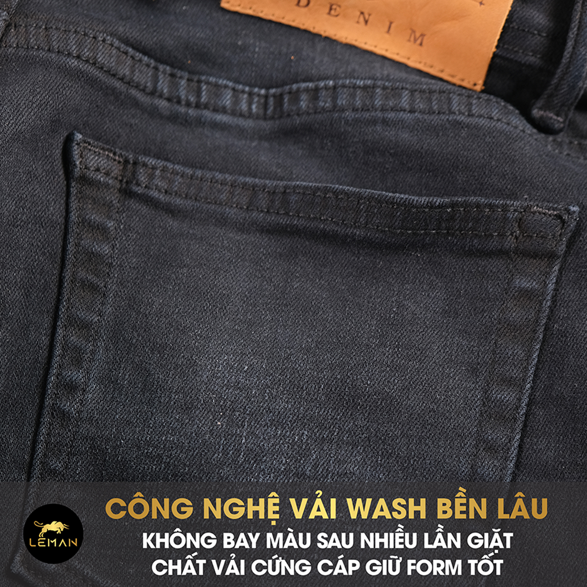 Quần Short Jean nam Leman đen trơn JL02 - Slim Form