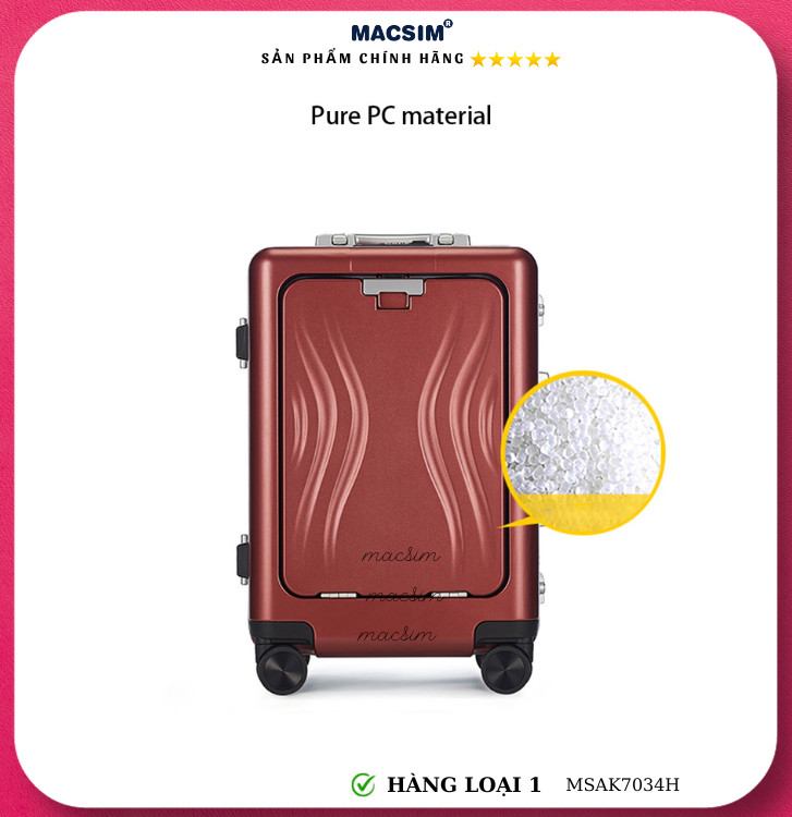 Vali cao cấp Macsim Aksen hàng loại 1 MSAK7034H cỡ 20 inch ( màu đỏ)