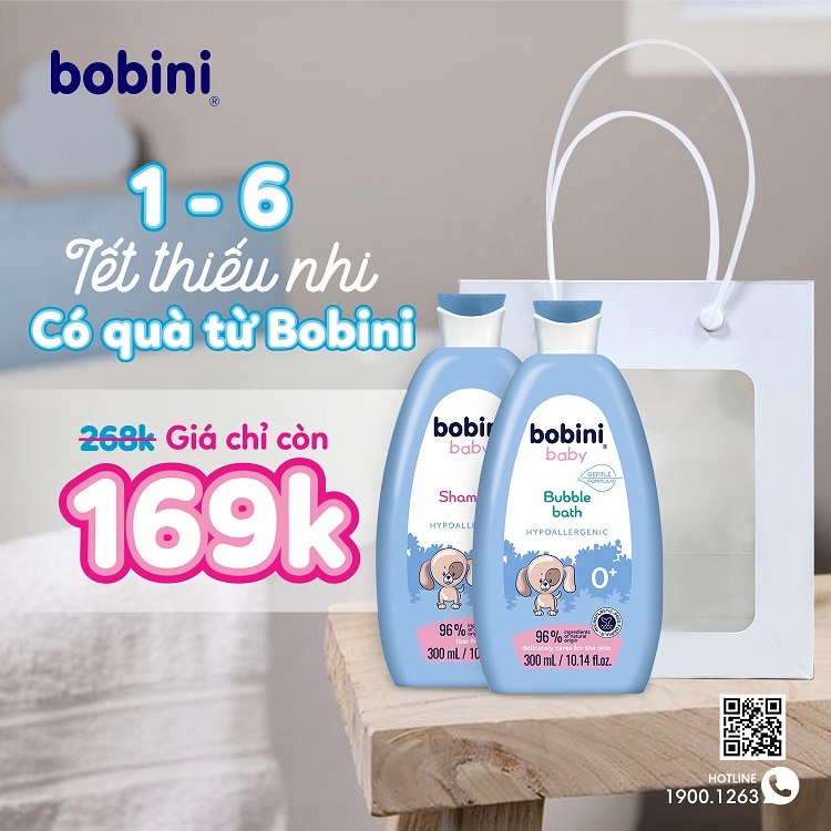 Combo 2 chai tắm và gội cho trẻ sơ sinh 1 ngày tuổi Bobini Baby 300ml/chai