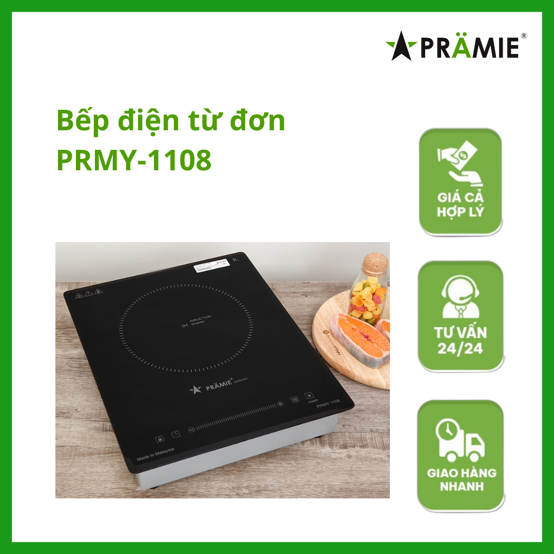 Bếp điện từ đơn Pramie 1108_Bếp đơn âm_Hàng nhập khẩu Malaysia