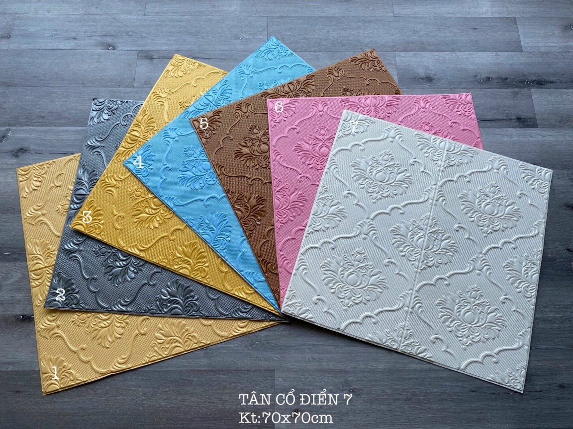 Bộ 15 Tấm Xốp Dán Tường Cổ Điển Hoa Sen 3D 70x70cm Siêu Đẹp, Sang Trọng