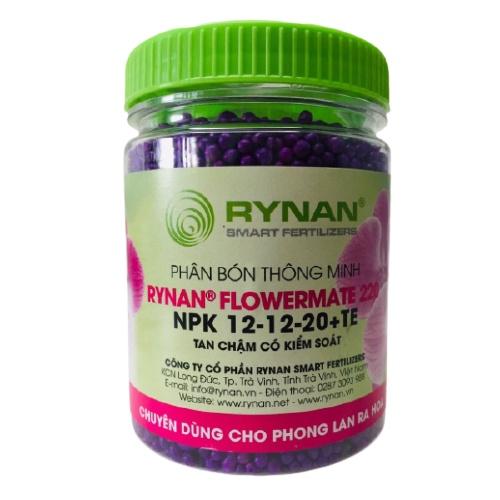 Rynan Flowermate 220 NPK 12-12-20+TE phân tan chậm thông minh chuyên dùng cho Hoa Phong Lan lúc ngủ nghỉ và ra hoa
