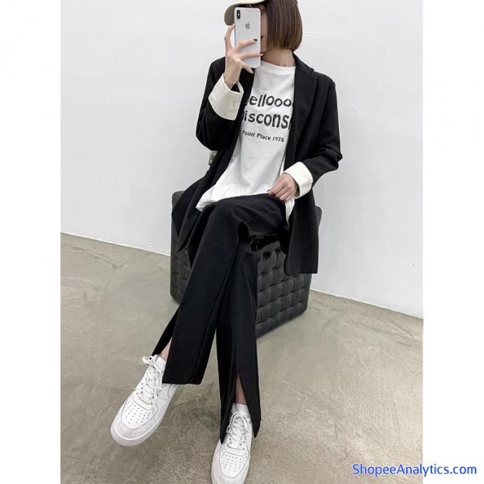 Quần ống loe xẻ gấu lưng cao hàn quốc thời trang Milofa