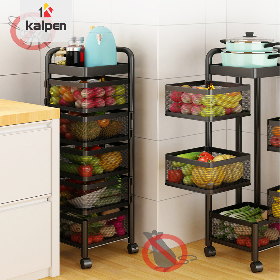 KỆ XOAY VUÔNG Đựng Rau Củ Đồ Dùng Đa Năng Thông Minh 3,4,5 Tầng Kalpen, Bh 24 Tháng