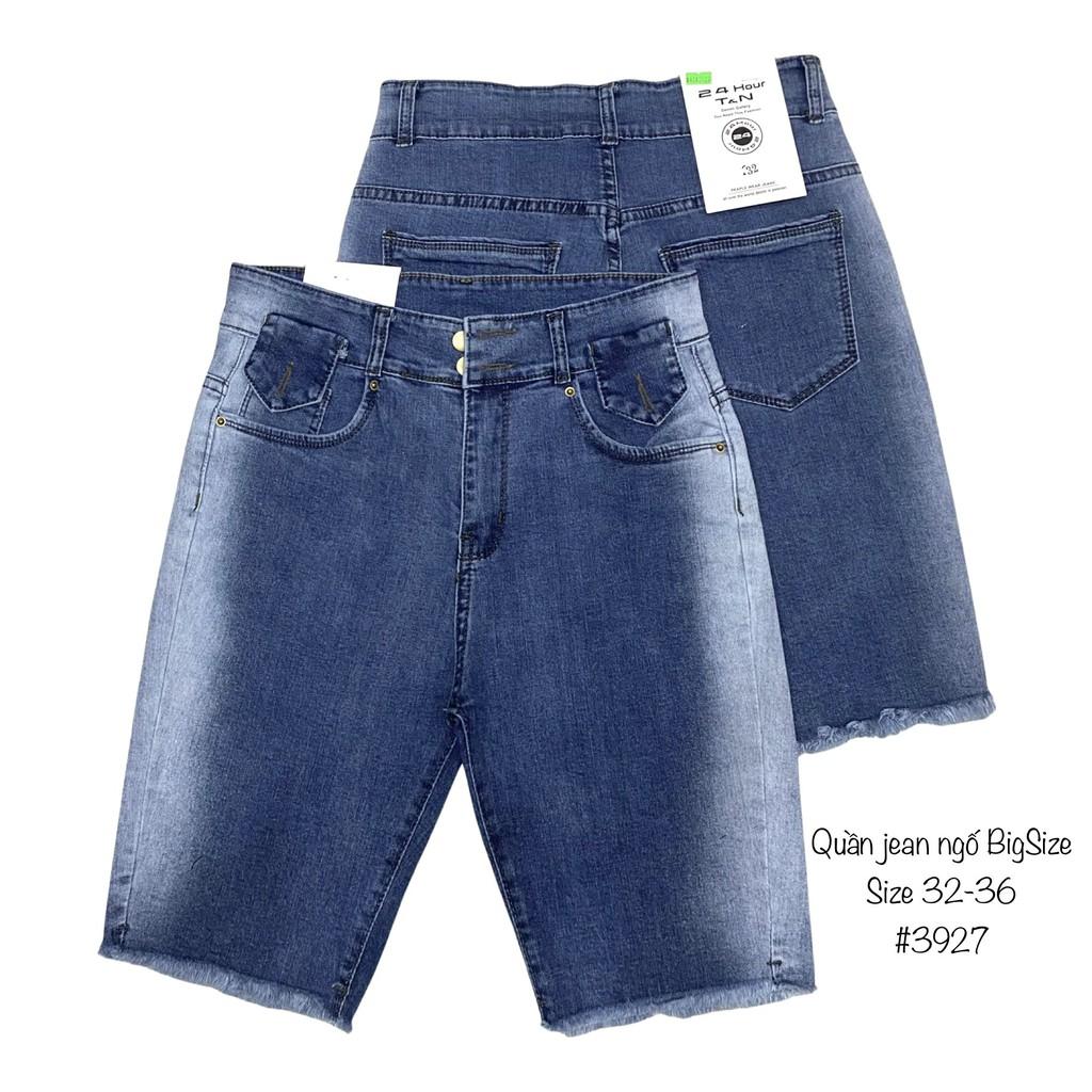 Quần jean ngố / lửng BIG SIZE lưng cao, co dãn mạnh rách kiểu LOANG MÀU đẹp dành cho người béo 3310