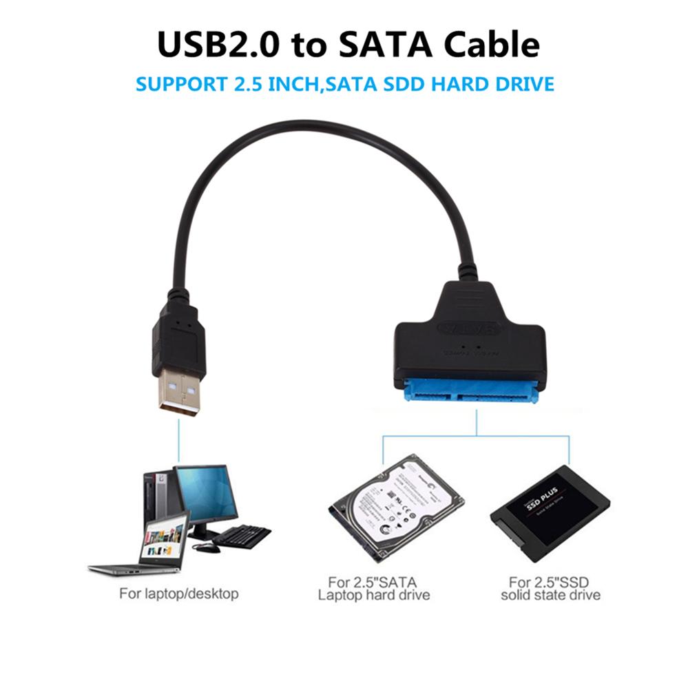 USB 2.0 3.0 SATA 3 Cable Sata To USB 2.0 Adapter Up To 6 Gbps Support 2.5 Inch External HDD SSD Hard Drive 22 Pin Sata III Cable
