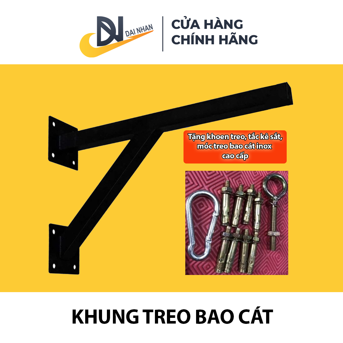 Khung treo bao cát đơn gắn tường (cải tiến có bạc đạn xoay chống xoắn bao cát, vặn khung)