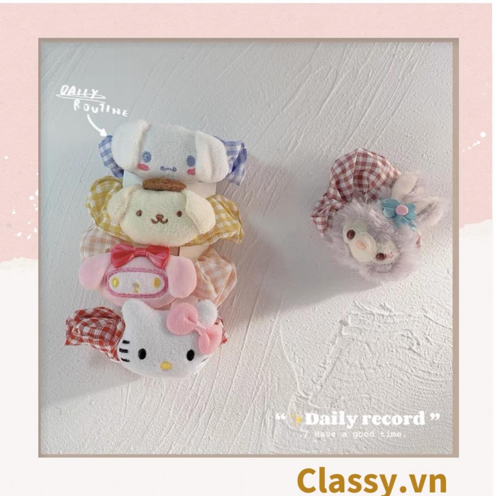 Dây cột tóc scrunchies kẻ sọc đính họa tiết hoạt hình giao ngẫu nhiên mix hàn quốc dành cho nữ PK1677