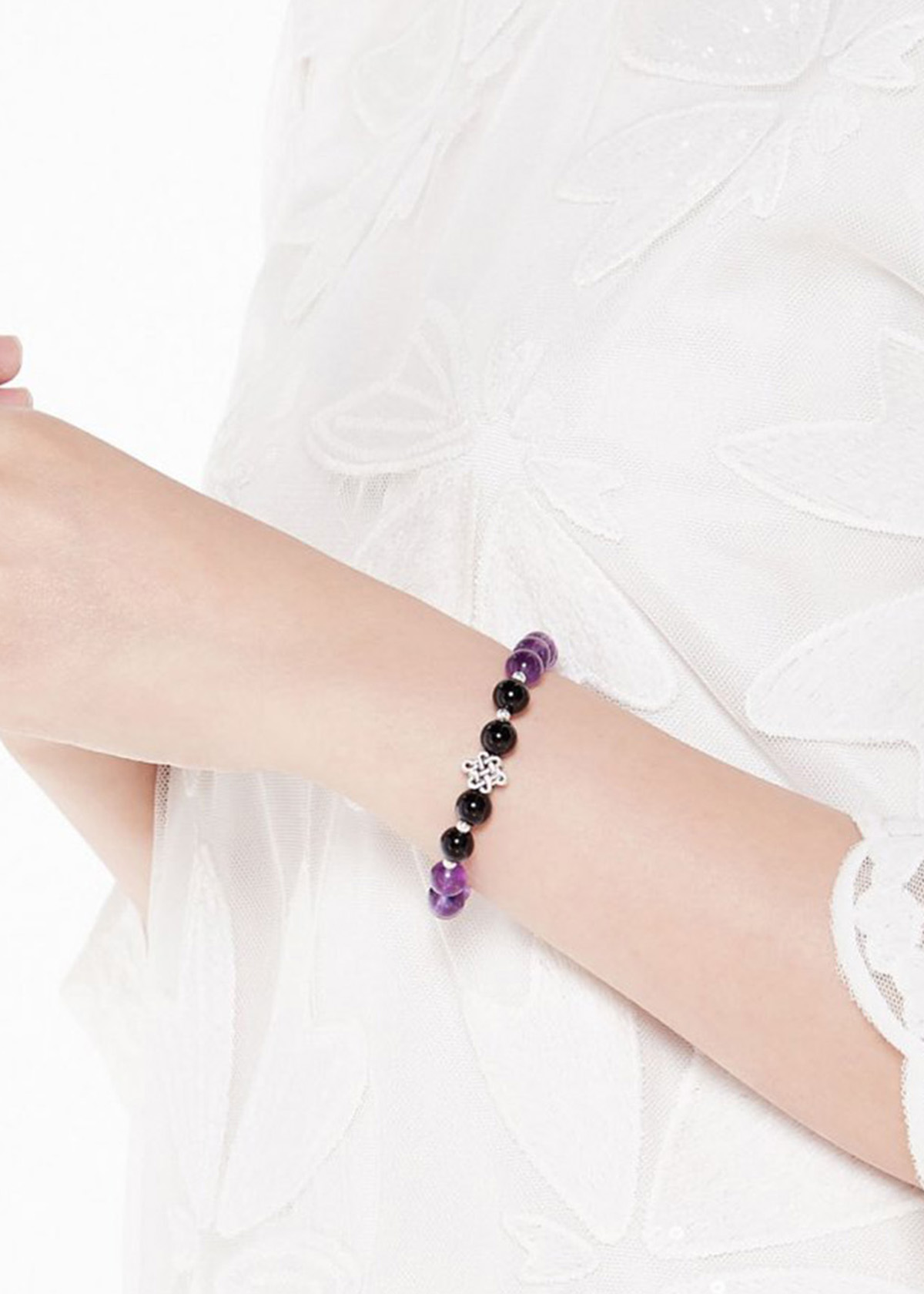 Vòng tay đá thiên nhiên phối charm kết đồng tâm size hạt 8mm - Ngọc Quý Gemstones
