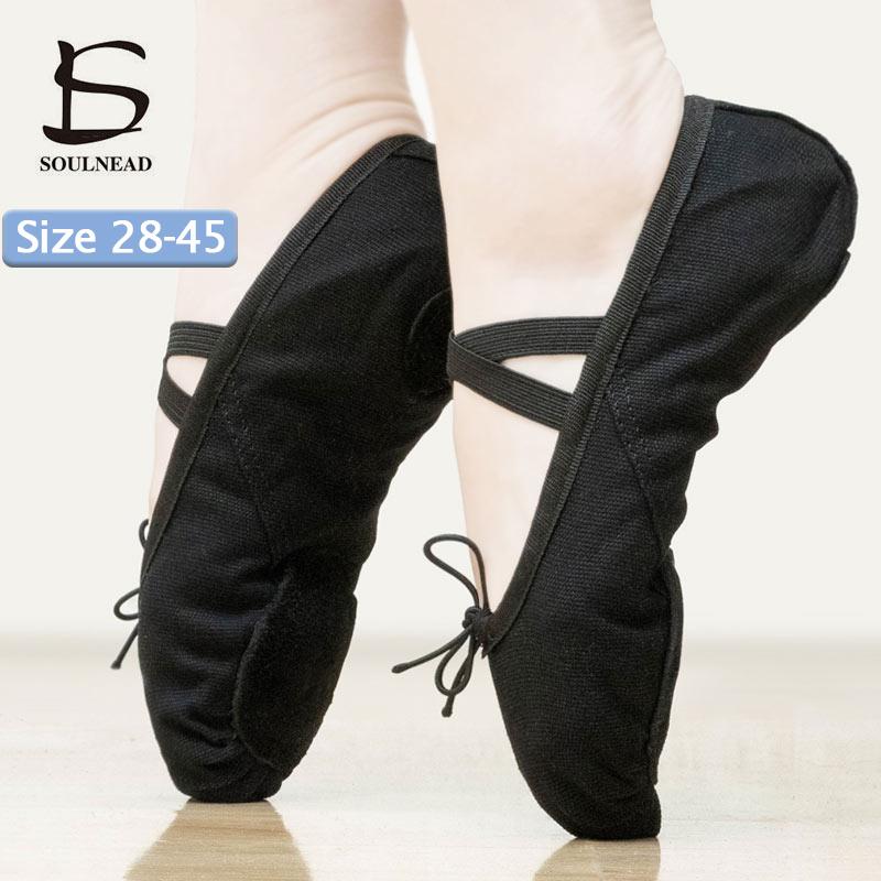 Size 28-45 Ba Lê Giày Khiêu Vũ Nam Nữ Tập Gym Yoga Dép Bé Trai Bé Gái Phẳng Thực Hành Khiêu Vũ Giày Trẻ Em Người Lớn Giày Khiêu Vũ Color: Black Shoe Size: 3.5