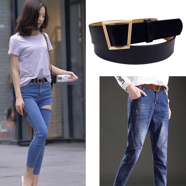 Thắt lưng không kim. Bản 3cm. Mặt hình thang