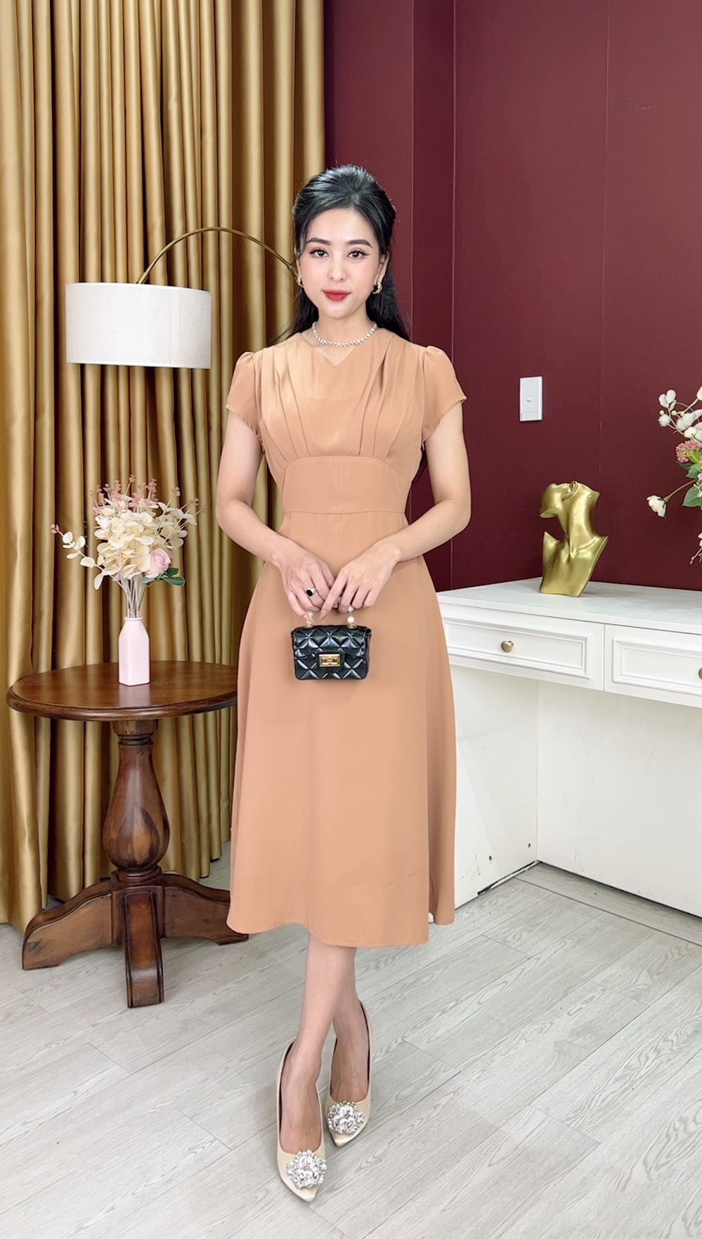 Đầm Trung Niên [ Linh Trà ] (TM 684) Bigsize Màu Sắc Trẻ Trung Tươi Sáng Họa Tiết Sang Trọng Đi Làm Đi Tiệc Cho Bà Cho Mẹ