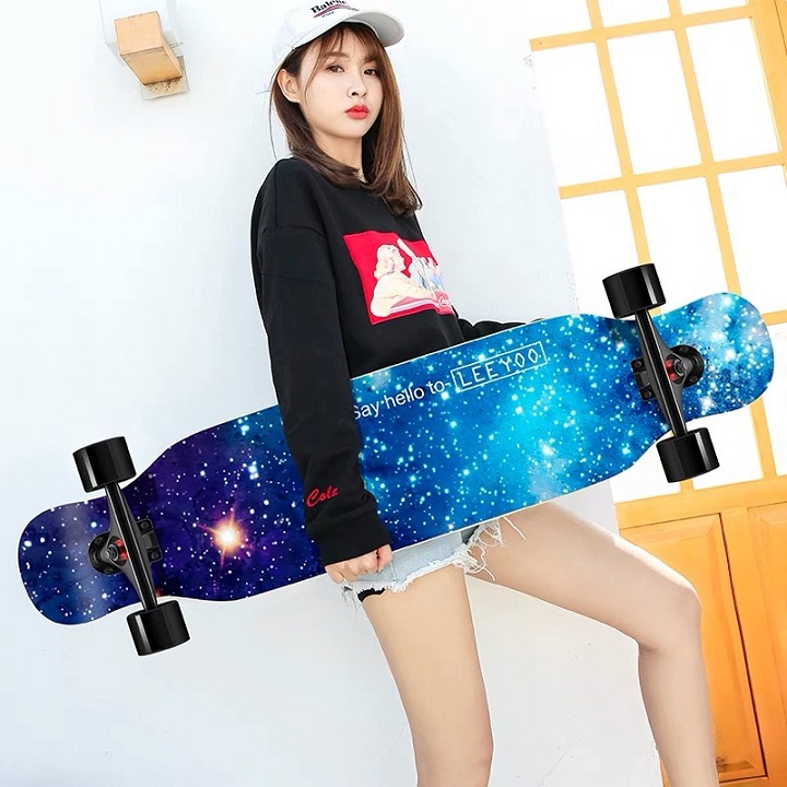 Ván Trượt Người Lớn Skateboard, Mặt Nhám Bánh PU Phát Sáng + Trục Hợp Kim Nhôm