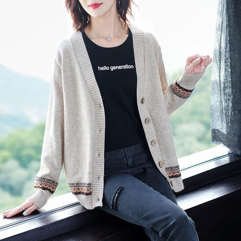 Áo len nữ- áo khoác len cardigan nữ mùa thu đông họa tiết thổ cẩm