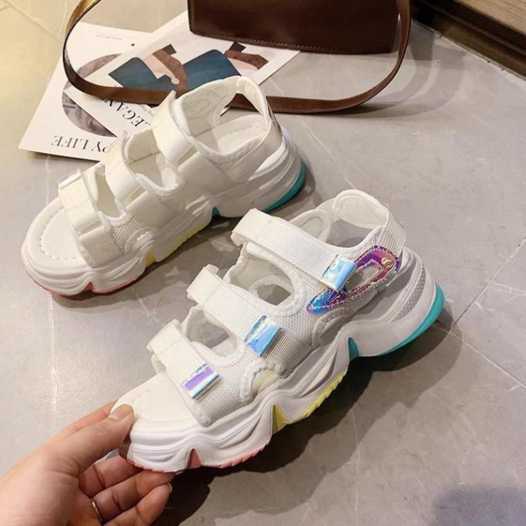 Dép Sandal Nữ, Sandal Nữ Giày Sandal Nữ Đi Học 3 Quai Cao 3Cm Chất Tuyệt Vời Fullbox Êm Và Nhẹ Chuẩn Size Màu Đ