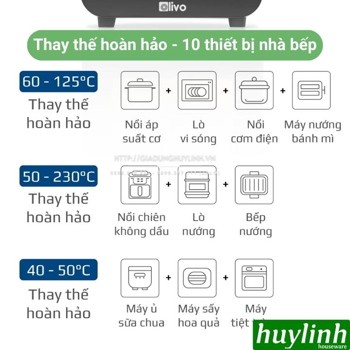 Nồi chiên không dầu - hấp hơi nước Olivo SF15 - Dung tích 15 lít - 37 menu - Hàng chính hãng